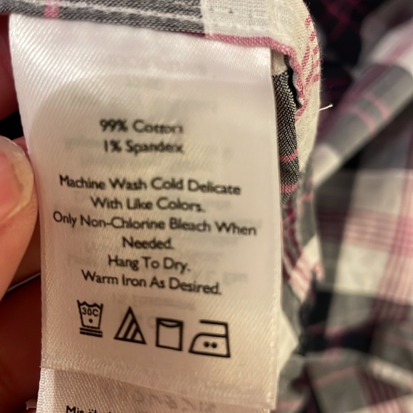 Eddie Bauer Classic Fit Thin Cotton Plaid Button Down Long Sleeve Shirt - Picture 6 of 6